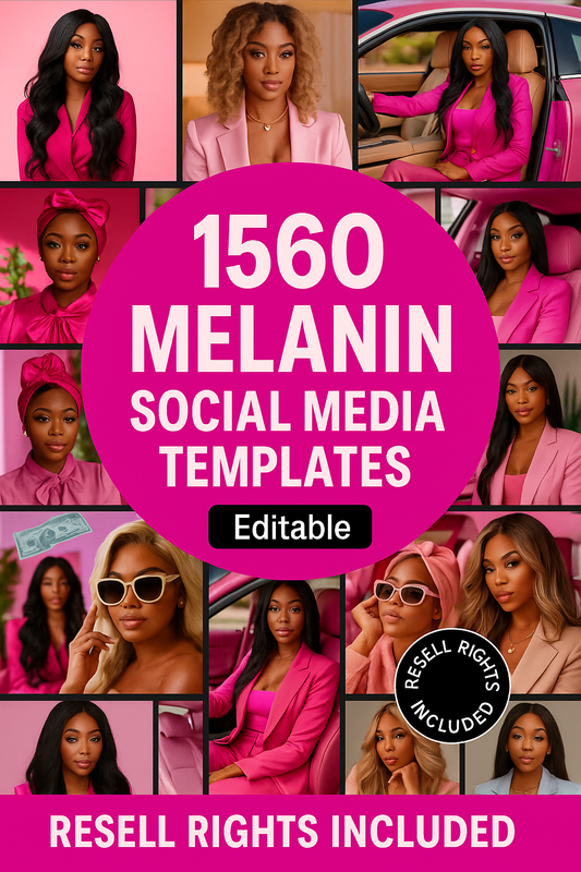1560 Melanin Social Media Bundle Editable Templates -Resell Rights-